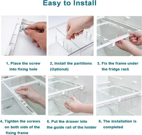 Miniatura 6 de Farochy Organizadores de Cajones para Refrigerador - Caja de Almacenamiento con Soporte para Huevos para Estante de Nevera para Frutas y Verduras
