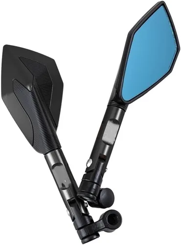 Motorcycle Rearview Mirror Universal Motorcycle Handlebar Rear View Mirrors Blue Anti-glare Mirror For FZ-8 For FZ-1 For FZ-6 R For XMAX(Black)
