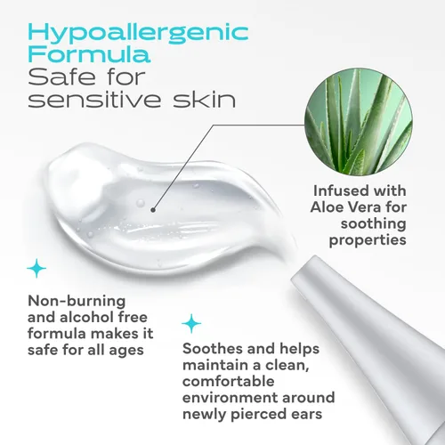 Miniatura 4 de Studex Gel para el cuidado de los piercings de oído – Gel de cuidado posterior con extracto de aloe calmante para proteger la piel y promover