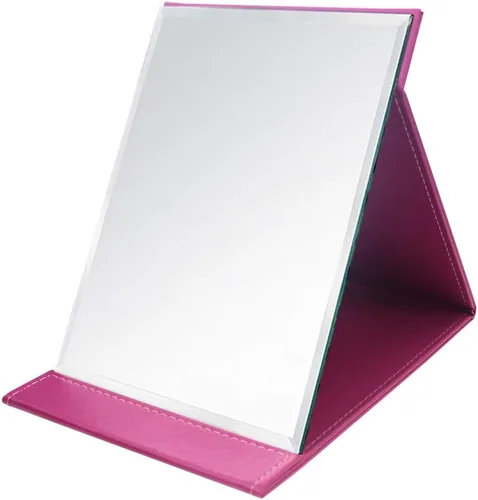Miniatura 10 de JOLY Protable - Espejo plegable de piel sintética para maquillaje con soporte ajustable para uso personal, viajes (S, rosa)