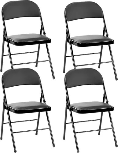 Miniatura 11 de HealSmart Paquete de 2 sillas plegables con asientos acolchados de cuero, marco de metal resistente, diseño portátil apilable para uso en interiores