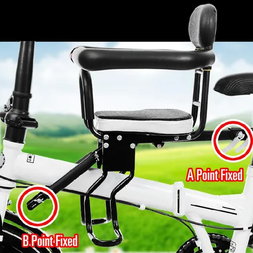 Miniatura 7 de Asiento de bicicleta para niños, asiento de bicicleta infantil grueso montado en la parte delantera de 176.4 lbs de capacidad con reposapiés