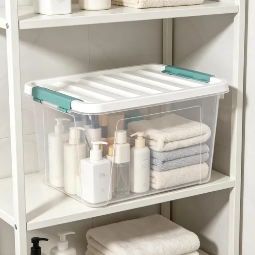 Miniatura 6 de Paquete de 6 cajas de almacenamiento de plástico transparente de 20 L, contenedores de almacenamiento con tapas