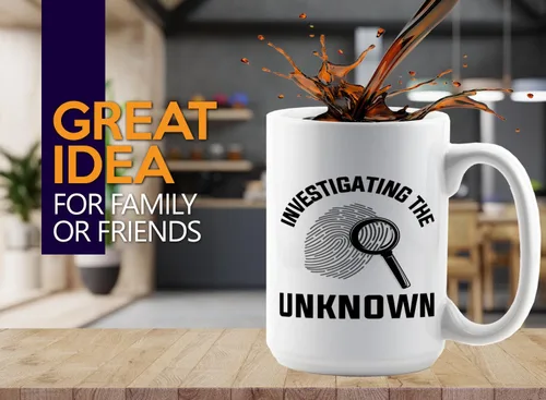 Miniatura 2 de Taza de café de detective de 15 onzas, color blanco - Investigando lo desconocido - oficial de policía policía patrulla detective sheriff aplicación