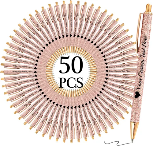 Miniatura 43 de Bolígrafos con purpurina personalizados con nombre, bolígrafos bonitos y bonitos personalizados, bolígrafos retráctiles de tinta negra, suministros