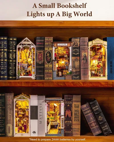 Miniatura 6 de Rolife Rincón de libro apto para principiantes de 3 a 4 horas, callejón de vinos Sakura con profundidad de espejo infinito, rompecabezas de madera