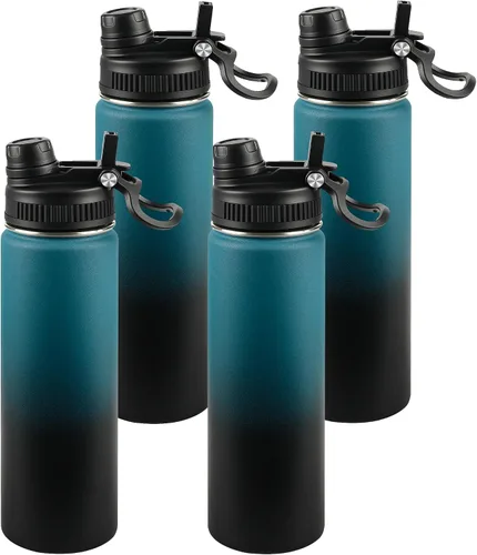 Miniatura 25 de Botella de agua aislada de 22 onzas, tapa 2 en 1 a prueba de fugas (sorbo/pajilla) + asa, botella de acero inoxidable para deportes, viajes, trabajo