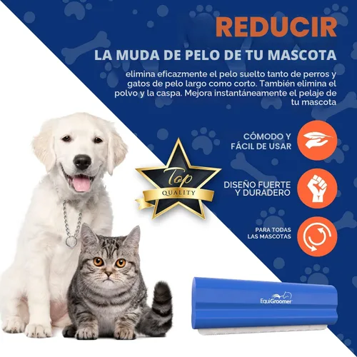 Miniatura 5 de EasyGroomer - Cepillo para quitar pelaje para perros y gatos, herramienta azul para mascotas grandes y pequeñas, elimina la suciedad, el pelo