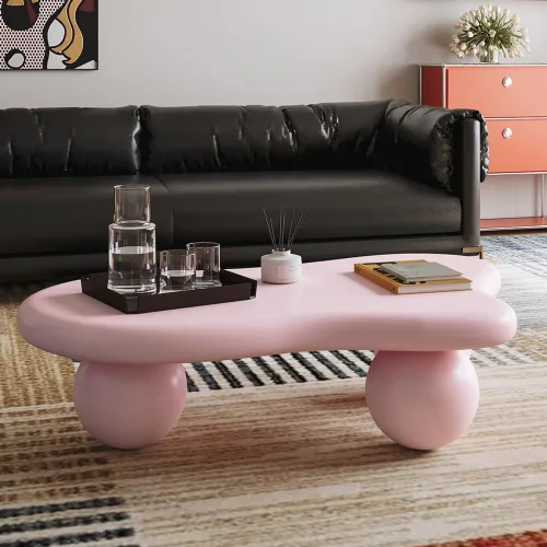 Miniatura 9 de Mesa de centro irregular moderna de 40 pulgadas, mesa de centro única de nube para sala de estar, mesas centrales bajas y lindas con 4 patas