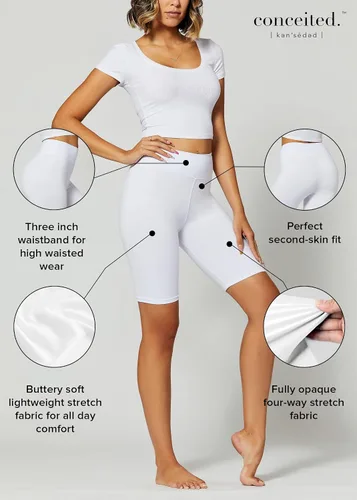Miniatura 2 de Conceited - Leggings de cintura alta, longitud de pantalón corto, capri y completa, muy suaves, pretina alta de 3 pulgadas, talla estándar