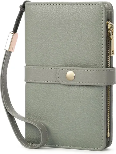 Miniatura 10 de Cartera pequeña para mujer, con bloqueo RFID, de piel vegana, delgada, plegable, para tarjetas de crédito, portapasaporte, cartera de viaje