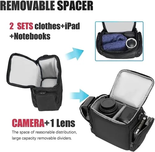 Miniatura 3 de Cwatcun Funda cruzada de un solo hombro para cámara compacta compatible con cámaras y lentes sin espejo Canon Nikon Sony SLR DSLR sin espejo