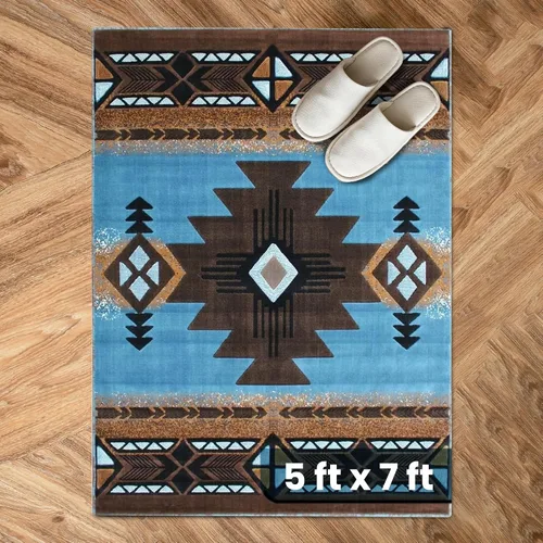 Miniatura 45 de YHSF South West - alfombra estilo nativo americano del suroeste C318 - fácil de limpiar, gruesa, suave, duradera, alfombra inspirada en tribus