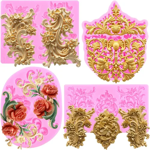 Miniatura 10 de ZiXiang Molde de fondant barroco para fondant, moldes de silicona de encaje de voluta, molde de filigrana para decoración de pasteles de flores