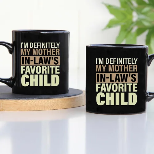 Miniatura 2 de TODOLIA -11 onzas- Taza de café infantil favorita con texto en inglés "I I'm Definiitely My Mother In Law's Favorite Children", regalo de cumpleaños