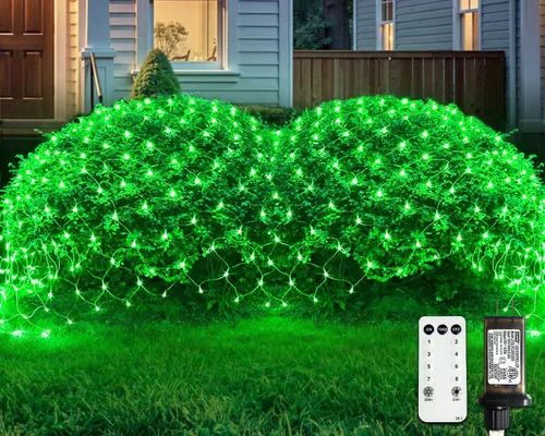 Miniatura 15 de JMEXSUSS - Luces de red para exteriores impermeables, de 12 x 5 pies, con enchufe y 8 modos con control remoto, 360 luces LED para decoración