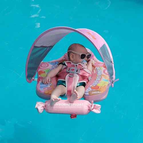 Miniatura 7 de Mambobaby Flotador con dosel extraíble para piscina para bebé, flotador de seguridad no inflable, cola mejorada, material suave y agradable a