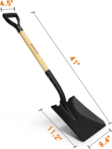 Miniatura 6 de KOLEIYA Pala Plana, Pala de Transferencia con Mango en D y Cabeza Cuadrada de Servicio Pesado para Paisajismo, Jardinería, Construcción, Paleo