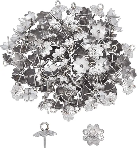 UNICRAFTALE 100 piezas de acero inoxidable tornillo ojo pin peg fianzas taza perla clavija fianzas pin colgantes, tornillos de ojo conectores, acero