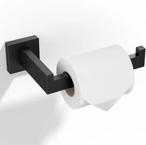 Miniatura 7 de HITSLAM Soporte de Papel Higiénico Negro Mate para Montar en Pared Premium de Acero Inoxidable 304 Soporte Cuadrado de Rollo de Papel Higiénico