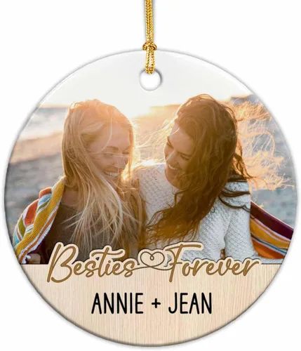 Miniatura 21 de Adornos de cerámica personalizados para los mejores amigos están atados con cuerdas de corazón, adorno personalizado de 2 amigos, adorno de buenos