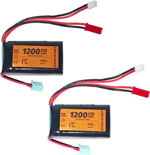 SCX24 7.4V 1200mAh 2S 35C Lipo batería recargable con JST y PH2.0 doble descarga enchufe apto para Axial Scx24 RC Car Truck y la mayoría 1/10, 1/16,
