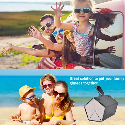 Miniatura 7 de Organizador de almacenamiento para lentes de sol, estuche de viaje plegable con 5 compartimentos de ranura para múltiples gafas
