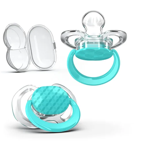 Miniatura 12 de Smilo Chupete para bebé, paquete de 2 chupetes delgados para bebés con caja de esterilización, etapa 3 para bebés de 9 meses en adelante, chupetes