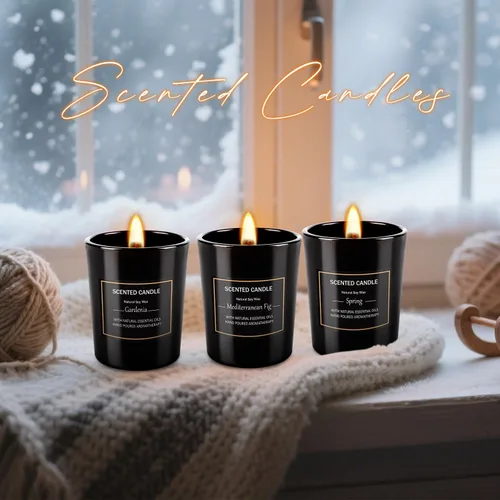 Miniatura 6 de Paquete de 12 velas perfumadas negras de regalo, velas de aromaterapia de cera de soja natural para el hogar, 12 fragancias, perfectas para aliviar