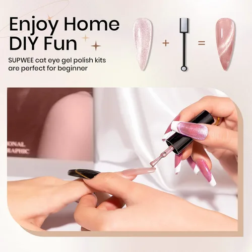 Miniatura 4 de Juego de esmalte de uñas magnético de ojo de gato, 12 colores, esmalte de uñas de ojo de gato 9D, brillo holográfico, esmalte de gel magnético, Gel