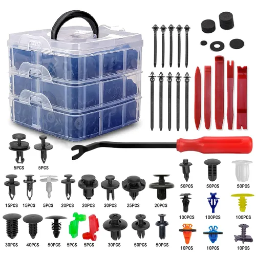 Kit de 910 piezas de clips de retención de empuje para automóvil, kit de sujetadores de plástico con 27 de los tamaños más populares, clips de panel