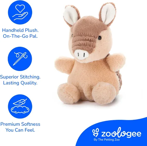 Miniatura 4 de The Petting Zoo Armadillo - Peluche de animales de peluche, regalos para niños, animales de vida silvestre Nuggetz, juguete de peluche marrón