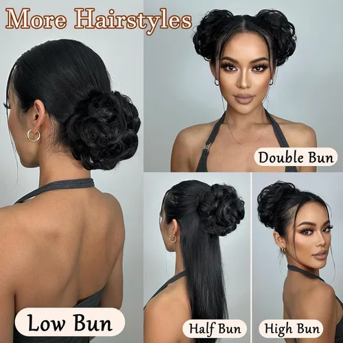 Miniatura 5 de Morica - Extensión de cabello sintético en forma de moño estilo ondulado, recogido y desordenado, y con banda elástica para mujeres (4/30#)