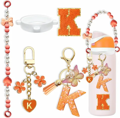 Miniatura 39 de Lindo Juego de Dijes de Letras para Botella de Agua Owala de 24oz, 32oz, 40oz, Owala Kids y Vaso de Café, FreeSip – Incluye Correa con Asa, para Rosa