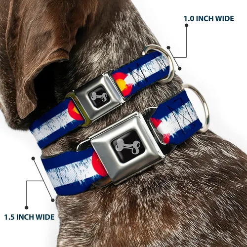 Miniatura 2 de Buckle-Down Collar de perro con diseño de Colorado Flags2 Repeat Weathered de 9-15 pulgadas, talla S