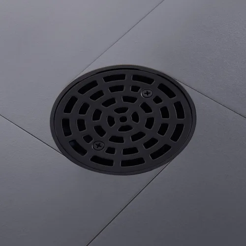 Miniatura 2 de Desagüe de ducha redondo de 4 1/4 pulgadas, color negro, tornillos de rejilla extraíbles en tapa de drenaje, base con kit de brida de drenaje Negro