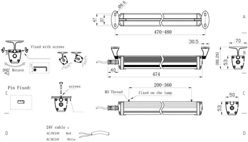 Miniatura 3 de Industrial/máquina LED tubo de luz, 6W 110-220V IP67 a prueba de explosiones CNC máquina trabajo luz interna lámpara blanca luz (6)