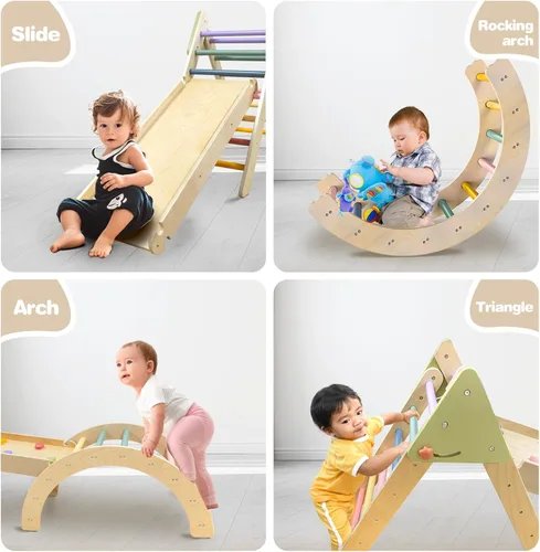 Miniatura 3 de LOL-FUN Pikler - Juego de triángulos con tobogán para niños pequeños de 1 a 3 años, juguetes de escalada Montessori para niños de 1 año, juego