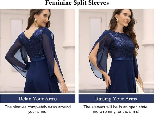 Miniatura 2 de DRESSTELLS Vestido formal de lentejuelas para mujer, vestido de otoño 2023