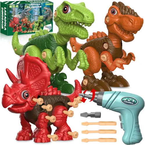 Miniatura 10 de Laradola Juguetes de dinosaurio para niños de 3, 4, 5, 6, 7, 8 años, juguetes de dinosaurio desarmables para niños de 3 a 5 y de 5 a 7 años, Verde