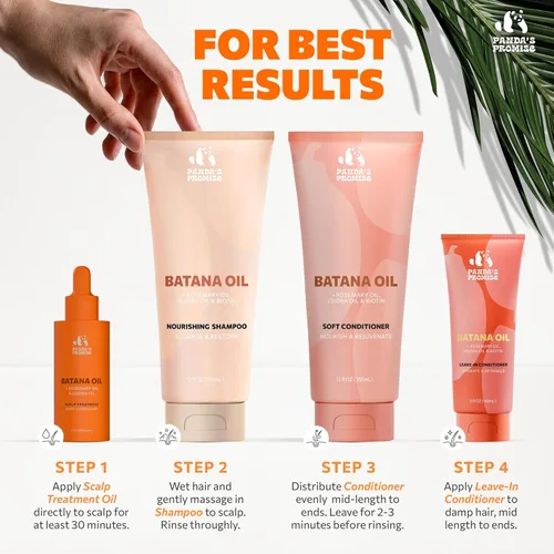 Miniatura 6 de Panda's Promise Aceite de batana puro de Honduras, mezcla vegana y prensada en frío con aceite hidratante para el cabello de romero y ricino para un