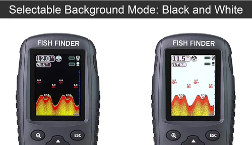 Miniatura 7 de ecosonda portátil recargable, sensor de sonar inalámbrico, localizador de profundidad con tamaño de los peces, contorno del fondo, pantalla LCD a