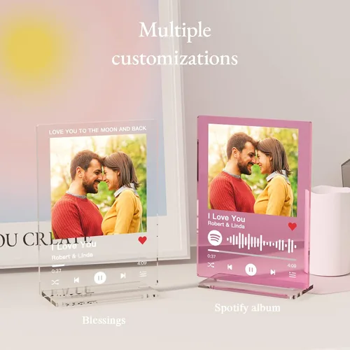 Miniatura 6 de Placa de Spotify personalizada con soporte acrílico, placa de vidrio Spotify, regalos de cumpleaños para mujeres, canción acrílica personalizada