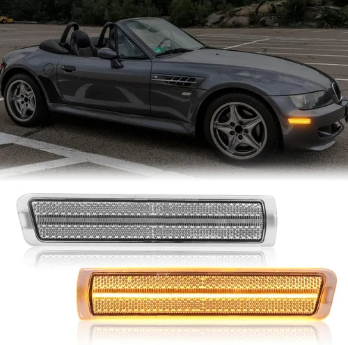 Miniatura 8 de Luces de señal de giro LED secuenciales frontales ámbar de reemplazo para Z3 Coupe/Roadster 1996-2002, lente ahumada, marcador lateral dinámico