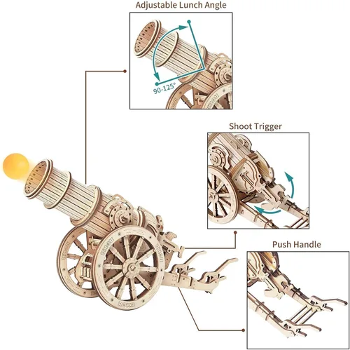 Miniatura 4 de ROKR Juego de rompecabezas de madera 3D para adultos, juego de lanzador de catapulta balista de madera, proyectos STEM, juguetes para niños y niñas
