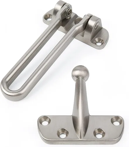 Miniatura 4 de HASWARE Barra de seguridad para el hogar, cerradura de puerta antirrobo de aleación negra para puerta delantera e interior, tope de puerta