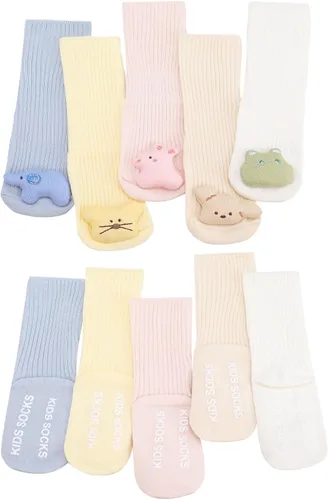 Miniatura 8 de 5 pares de calcetines de bebé tontos, calcetines 3D lindos animales para niños con agarres, divertidos calcetines locos regalos para baby showers
