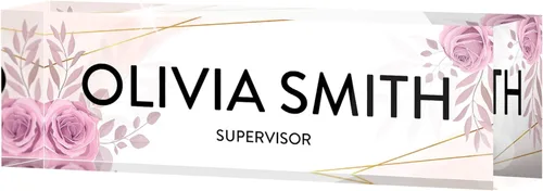 Miniatura 16 de Placa de nombre personalizada para escritorio, placas de nombre personalizadas de 2½/x8 pulgadas, acrílico transparente grueso, caja de regalo