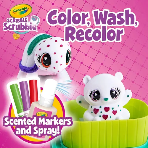 Miniatura 3 de Crayola Scribble Scrubbie Pets Spa perfumado, juego de juguetes de animales, incluye marcadores lavables y perfumados, regalos para niñas y niños, a