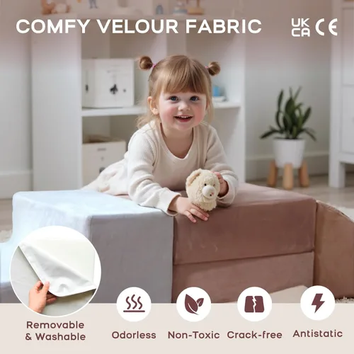 Miniatura 3 de BanaSuper Juguetes de escalada de 6 piezas para niños pequeños, juego de bloques de espuma para niños con pozo de pelotas (bolas no incluidas)
